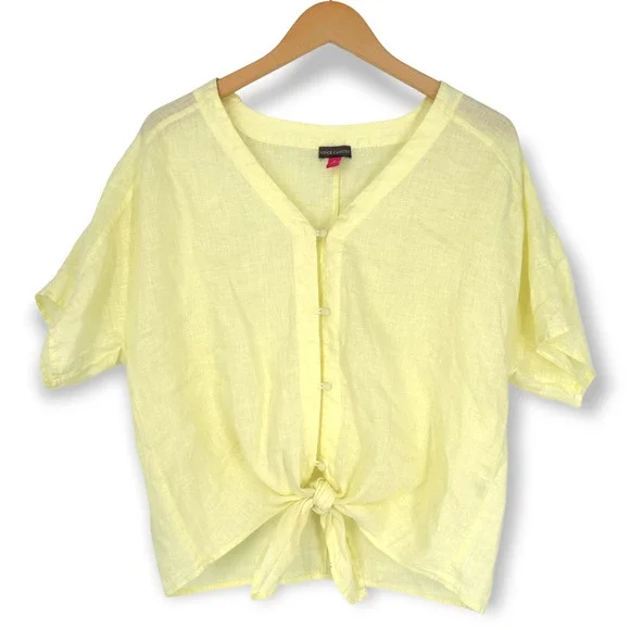 Vince Camuto Tops Vince Camuto Medium Daybreak Linen Tie Hem